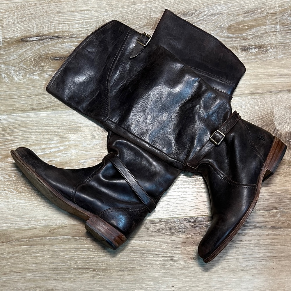 Frye 8 Dark Brown Leather Riding Boots